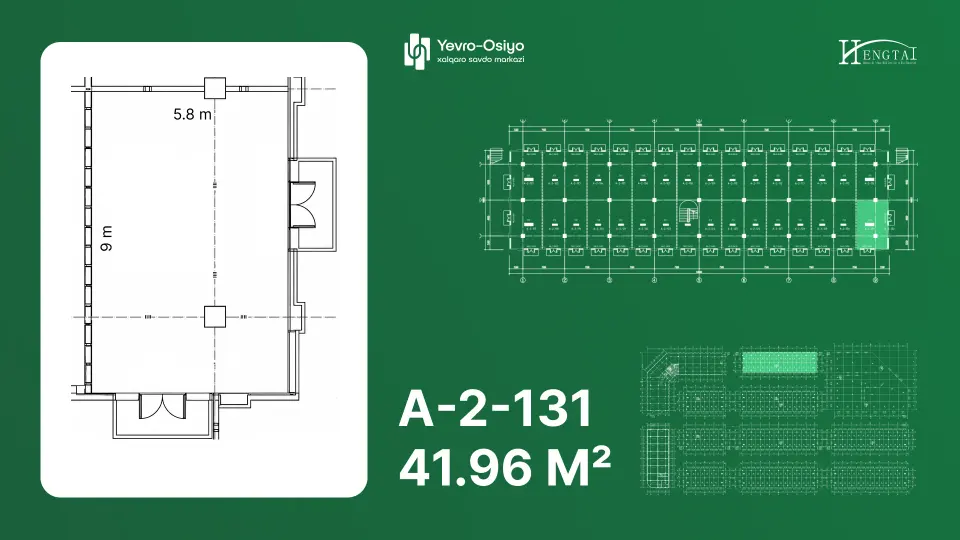 Planirovka — 1 xonali · 41,96 m²
