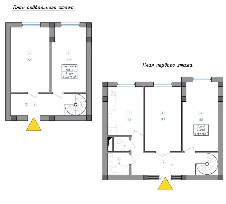 Planirovka — 4 xonali · 61,98 m²